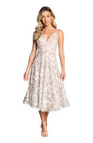 Women's Elisa Sleeveless Plunge Neckline Fit and Flare Midi Dress