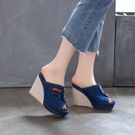 HSY36-43 Denim Wedge Sandals - Open Toe | Casual Wear