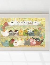 A4藝術海報感恩節，日本長尾山雀，虎皮鸚鵡，長尾小鸚鵡，雀，野鳥，麻雀，玄鳳鸚鵡，翠鳥