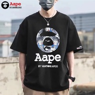 AAPE original men T shirt fashion casual ape head cartoon print cotton short-sleeved T-shirt Baju-T 