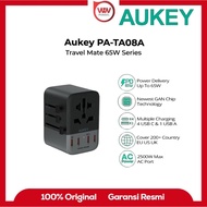 AUKEY PA-TA08A Universal Travel Adapter GAN Type C 65W 5 Multiple Ports UK US EU Mode 1 USB a & 4 US