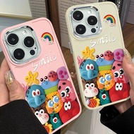 SpongeBob SquarePants Cute Phone Case Compatible for IPhone 11 12 13 Pro 14 15 7 8 Plus SE 2020 XR X XS Max Soft TPU Metal Lens Protector Silicone Casing Anti Drop Metal Button