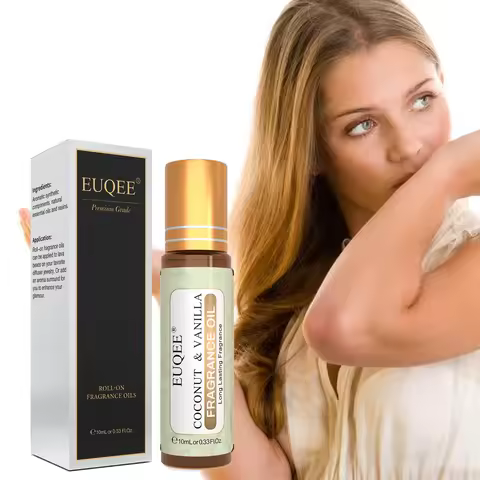 EUQEE 10ml Women's Roller Fragrance Oil-Coconut Vanilla Bubble Gum Bright Crystal Bombshell Midnight