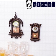 GLENES Dollhouse Wall Clock, Alloy Material Movable Pendulum Vintage Clock, Grandfather Clock Wooden