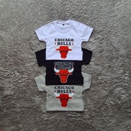 Children's t-shirt combed 30s 3 colors black gray white bulls motif