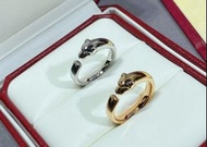 Cartier 高版本V金光面豹子戒指 - 金色/銀色