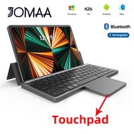 JOMAA keyboard for tablet keyboard with touchpad Bluetooth Keyboard With Folding Touchpad Leather Case Rechargeable Multi-Device Wireless Bluetooth 5.2 Tablet keyboard for Ipad WinXP Win7 Win10（PC）Win 11 PC