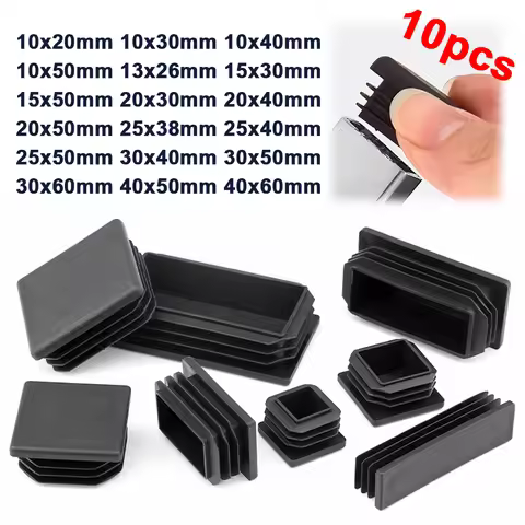 Plastic Rectangle Blanking End Caps Tube Pipe Inserts Plug 10x20 10x30 13x26 25x40 30x50 40x60 Table