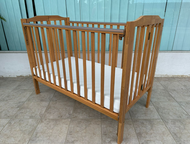 Seni Daya Local Made Premium Solid and Sturdy Hard Meranti Wooden Foldable Baby Cot 24" x 48" (60 cm