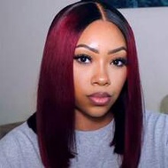 1B/99J Burgundy Lace Front Bob Wigs Human Hair T Part Lace Frontal Wigs Short Straight Bob Wigs For 