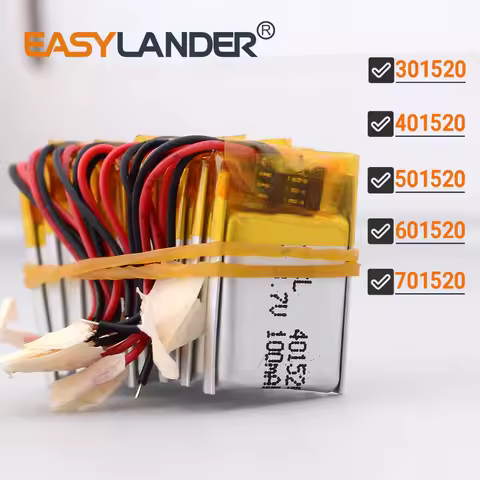 10Pcs/Lot 301520 70mAh 401520 100mAh 501520 120mAh 601520 701520 3.7V 150mAh Lithium Polymer LiPo Re