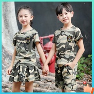 ⊿baju askar kanak kanak lelaki Children's camouflage uniform elementary school student training summer camp short -sleeved suit kindergarten male and female special soldiers perform❇