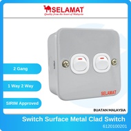 SELAMAT 2K702 2 Gang 1 Way / 2 Gang 2 Way Switch Surface Metal Clad Switch SIRIM JKR