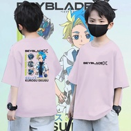 BeybladeX(จัดส่งตลอด 24 ชั่วโมง) เสื้อ เสื้อยืดเด็ก Kurosu Ekusu Jaxon Cross  Kaos 100-150CM