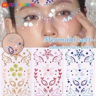 [Happt] 1/2/3Pcs Charming Mermaid Face Sticker - Cosplay 3D Rhinestone Sticker - DIY Self Adhesive G