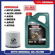 (With Perodua Oil Filter) CASTROL Magnatec 0W20 Fully Synthetic Engine Oil (4L) Bezza / Axia / Myvi 0W-20