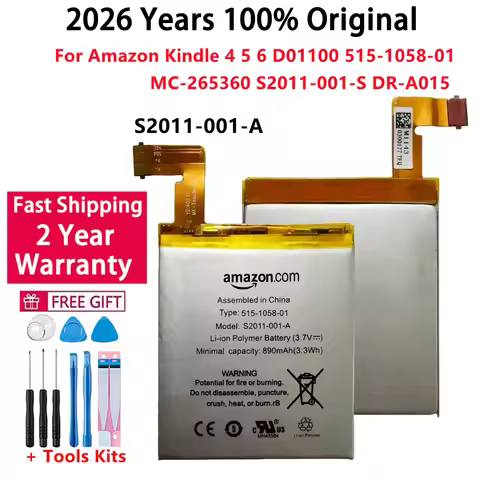 100% Original 890mAh Battery For Amazon Kindle 4 5 6 D01100 515-1058-01 MC-265360 S2011-001-S DR-A01