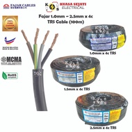 Fajar 1.0MM / 1.5MM / 2.5MM 4 Core TRS Cable Core Black 100% Pure Copper [100 METER PER ROLL]