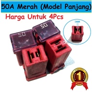 MERAH Fuse 50A 50 a AH Central Center Long Box Fulse Puse Pulse Red Pink Fuse Duta Fuse