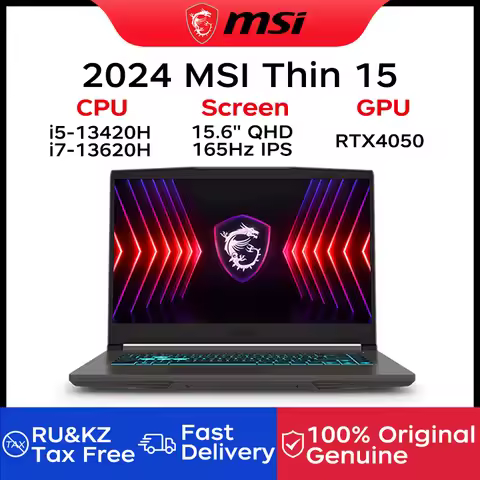 2024 MSI Thin 15 Gaming Laptop 15.6 Inch 2.5K QHD 165Hz IPS Screen Notebook i5-13420H 16GB 512GB SSD