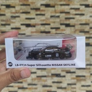 Diecast CM Model LBWK Super Silhouette Nissan Skyline ER34 Black Miniature Car