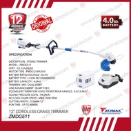 ZOMAX 4.0Ah ZMDG511 STRING TRIMMER C/W 58V 4.0Ah BATTERY x1 58V Charger x1(One Years Warranty)
