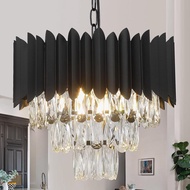 Black Chandelier Crystal Ceiling Pendant Light Hanging Light Lampu Kristal Lampu Gantung Candelier L