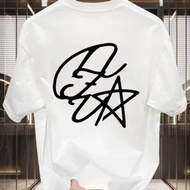 2024 New Plus Size Cotton Loose and Comfortable Short Sleeve Round Neck Basic Tee Star Printed T-shi