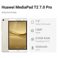 4G can make call Huawei MediaPad T2 7.0 Pro (PLE-703L) USED HUAWEI TABLAT support youtube kids & tik