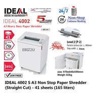 IDEAL 4002 S 6mm A3 Non Stop Heavy Duty Paper Shredder (Straight Cut) 41 sheets 165 liters Non Stop