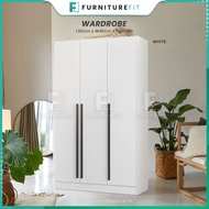 🔥RM50 OFF🔥 FurnitureFit Wardrobe / Almari Baju 3 Pintu / Almari Baju / White Wardrobe / Almari putih