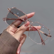+75+125+175+225+275+325+375 Color-changing anti-blue reading glasses Large frame Fashion photochromi