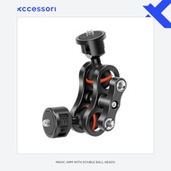 Xccessori Magic Arm with Double Ball Heads Dual 1/4" Screw for Gimbal Camera Cage BMPCC 4K 6K Video 