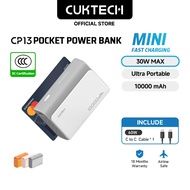 【3C  Certification】CUKTECH Mini Powerbank 10000mAh 30W Max Fastcharging Powerbank iP16/15/14