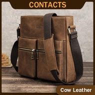 【Free Shipping】Men's Genuine Leather Bags for Man and Woman kickers Cow Leather Messenger Sling Bag for business