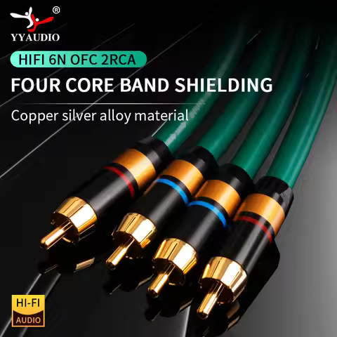YYAUDIO 2328 Hifi Silver-plated 2RCA Cable High Quality 6N OFC HIFI RCA Male to Male Audio Cable