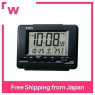 Seiko clock alarm clock radio wave digital calendar temperature display PYXIS PIXIS black metallic NR535K SEIKO