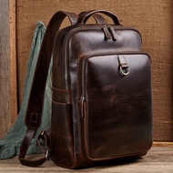 Genuine Genuine Leather Backpack Men's First Layer Cowhide Business Computer Bag Leather Bag Plant K