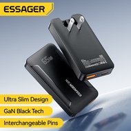 Essager 65W A + C GaN ชาร์จ Flashที่ชาร์จแบบบางพิเศษ QC4.0 PD3.0 USB-A บางเฉียบ + Type-C 65W ชาร์จเร