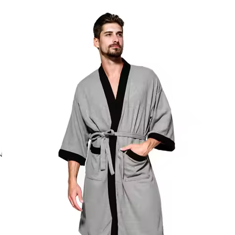Plus Size Summer Spring Men Bathrobe 8XL Bust 140cm 7XL 6XL Sleepwear Pajama Large Size