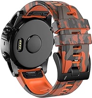 26mm Quick Easy Fit Camouflage Silicone Watch Band Compatible for Garmin Fenix 7x/Fenix 6x Pro/Fenix 6x/Fenix 5x Plus/Fenix 3/Fenix 3 HR, Sport Waterproof Replacement Wrist Strap for Enduro/Descent
