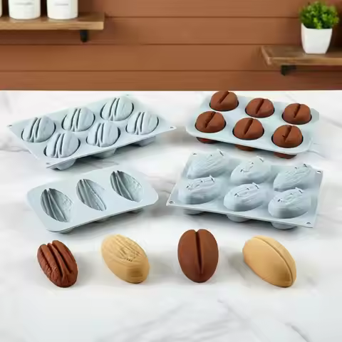 Large Almond/Pistachio/Pecan/Coffee Bean Pudding Mousse Silicone Mold DIY Chocolate Ice Cream Mould