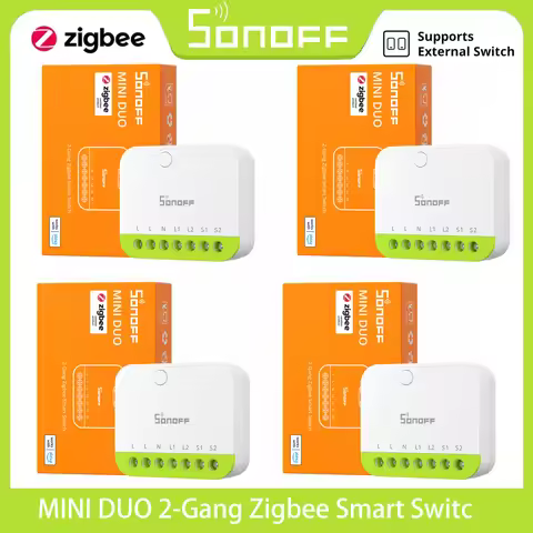 SONOFF MINI DUO 2-Gang Zigbee Smart Switch MINI-ZB2GS Small & Safe Dual-Load Control Supports Extern