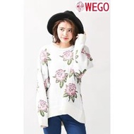 【喵鼓打】現貨 日本 WEGO 白色 前短後長 針織衫 毛衣 長袖上衣 冬天衣服 流行服飾 保暖上衣