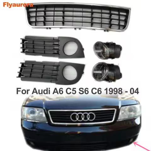 Fog Light Cover Frame Grille Front Bumper Ventilation Matching Lamp Shell For Audi A6 C5 S6 C6 1998 