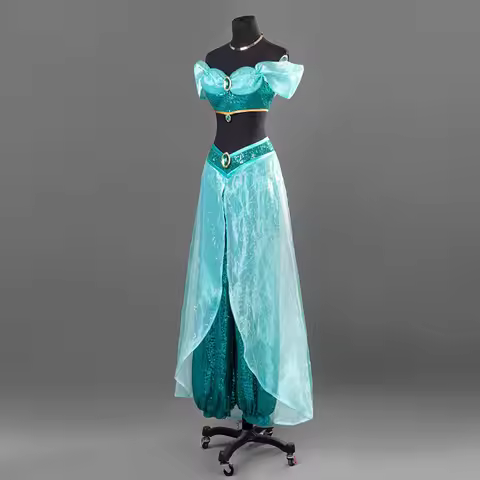 Jasmine Cosplay Costume Adult Halloween Party Aladdin Outfit Belly Dancing Suit
