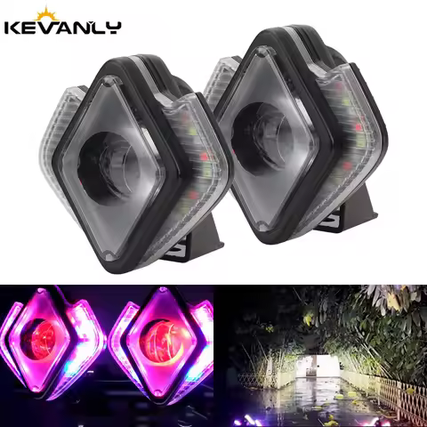 KEVANLY RGB LED Motorcycle Headlight Spotlights Bicycle Super Bright Lamp Motorcycle Reverse Brake F