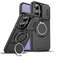 For Xiaomi Poco M6 M7 X6 X7 Pro C75 C71 Phone Case Holder Ring Armor Shockproof Slide Lens Camera Pr