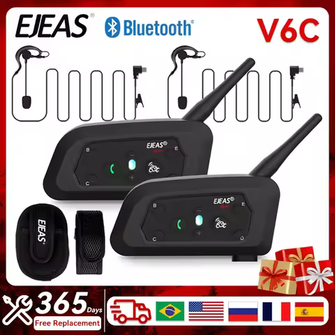 EJEAS V6C PRO+ Referee Intercom Headset Professional Football Coach Full Duplex Bluetooth Headphone 