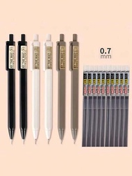 6支自動鉛筆0.5mm / 0.7mm持續書寫機械鉛筆，2B自動鉛筆，10條筆芯
